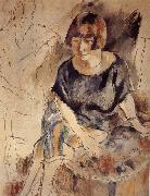Jules Pascin Lucy and Aiermina are seated on the soft mat Germany oil painting artist